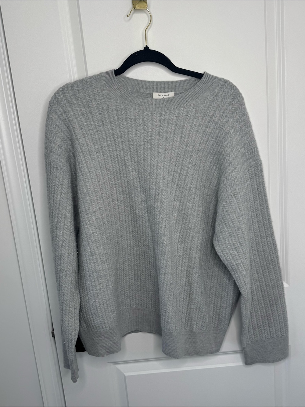 Aritzia The Group Gray Cable-Knit Wool Crewneck Pullover Sweater Women's Size S